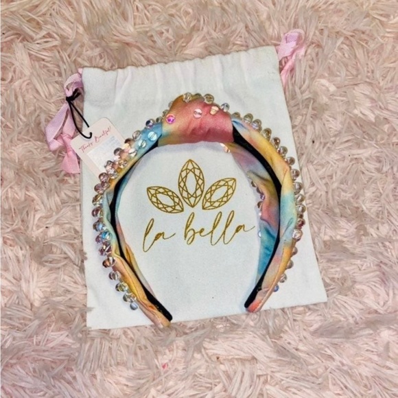 NWT LA Bella Rainbow Iridescent Headband with Glass Beads - Picture 5 of 12